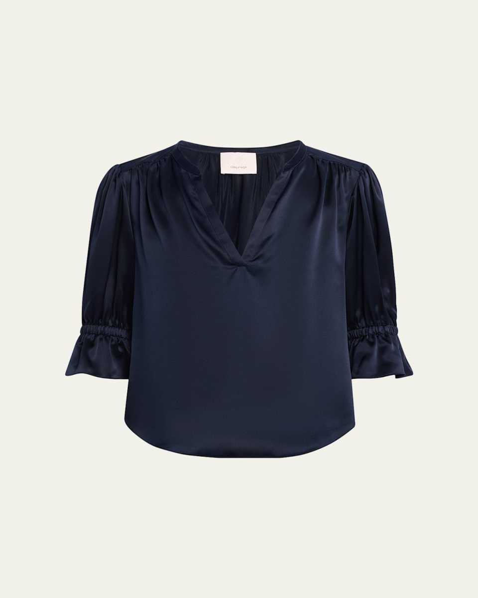Fiona Silk Split-Neck Top